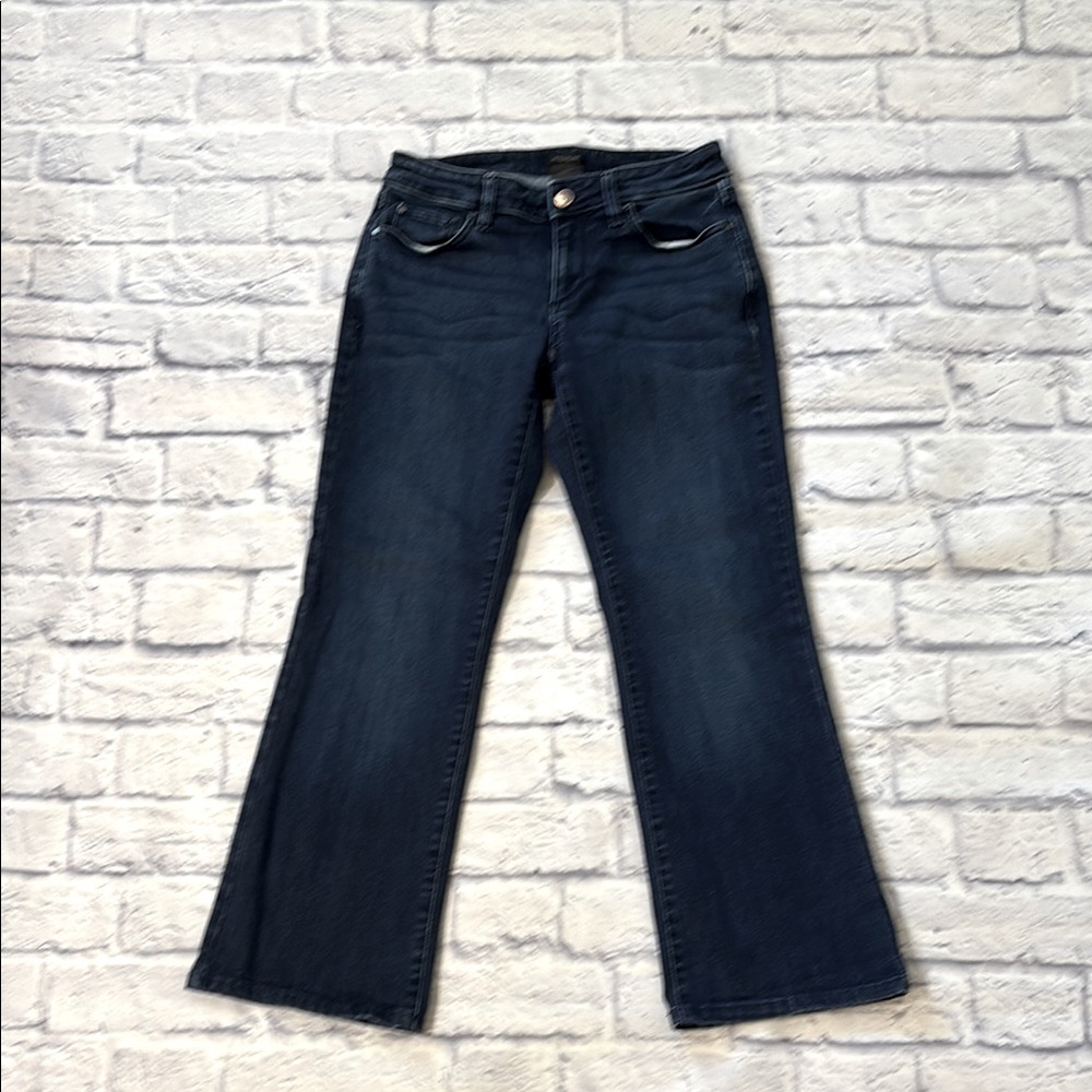Ann Taylor Curvy Bootcut Jeans Low Rise Dark Wash Blue Denim Size 4 Short